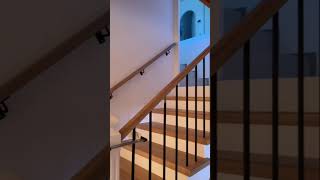 Iron wood staircase Part 2 Baranda de madera y hierro diywoodworking asmr wood carpintero [upl. by Tapes]