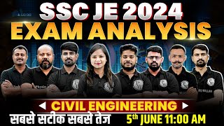 SSC JE Exam Analysis 2024  SSC JE Civil Paper Analysis 2024  SSC JE Exam Analysis Today [upl. by Justus]