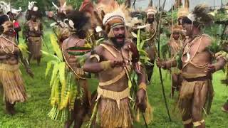 Tribe perform traditional sing sing dance at the Morobe Show cultural festival in Papua New Guinea [upl. by Dis186]