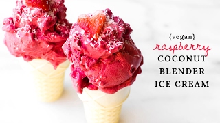 Raspberry Coconut Blender Ice Cream banana free [upl. by Enidlareg782]