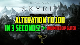 Skyrim Special Editon How to get Alteration to 100 in minutes Unlimited xp glitch and unlimited [upl. by Ila258]