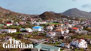 Drone footage shows trail of destruction caused by Hurricane Beryl in Grenada [upl. by Boeschen]