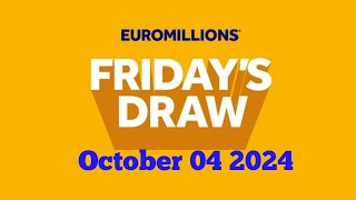 Euromillions draw live results 04 October 2024  euromillions live tonight [upl. by Eiten308]