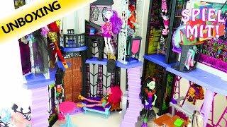 Monster High MEGA MONSTERSCHULE  riesige gruselige Schule für 25 Monster High Puppen  Unboxing [upl. by Aileda]