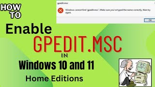 Enable Gpedit In Windows 10 amp 11 Home Edition  Gpedit ko kaise Enable Kare  Gpeditmsc Not Found [upl. by Gent]