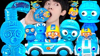 ASMR ICE CREAM BLUE PORORO JELLY RECIPE PARTY 직접 만든 블루 뽀로로 꿀젤리 먹방 DESSERTS MUKBANG EATING SOUNDS [upl. by Gusta349]