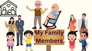 Learning Family Members With Names The family members in English for kids Kids vocabulary [upl. by Waddington]