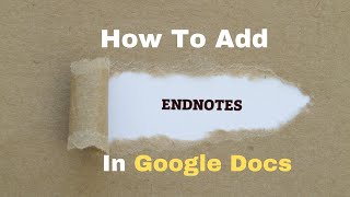 How To Add Endnotes In Google Docs 2023 [upl. by Drooff726]