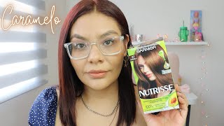 🌿PROBANDO TINTE 57 CARAMELO GARNIER NUTRISSE [upl. by Ateinotna]