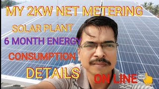 MY 2 KW NET METERING SOLAR POWER PLANT 6 MONTHS SOLAR CONSUMPTION BILL DETAILS चैतन्य इलेक्ट्रिकल🙏 [upl. by Lytton]