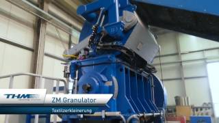 Textilzerkleinerung mit ZM Granulator  shredding textiles with ZM Granulator from THM [upl. by Akenit]