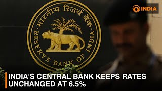 Indias central bank keeps rates unchanged at 65 amp other updates  DD India Live [upl. by Fabio515]