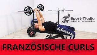 Französische Curls mit der Langhantelstange Ausführung  richtige Technik und Übungsausführung [upl. by Ahsilahs]