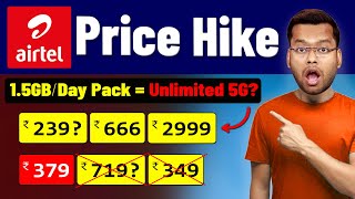 Airtel New Plans 2024 after Price Hike and Unlimited 5G Data on 1 5 GB Day Plan or Not [upl. by Mirth]