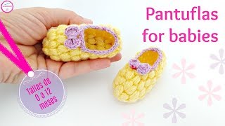 CÓMO TEJER PANTUFLAS A CROCHET PARA BEBÉS EN TODAS LAS TALLAS [upl. by Edelson]