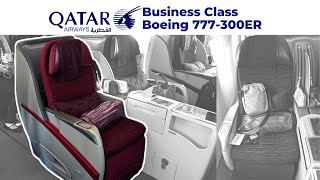 Qatar Airways Business Class Boeing 777300ER DOHHKG [upl. by Yklam911]