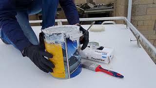 Resealing a LEAKING MOTORHOME roof using nothing but CROMAPOL [upl. by Llennod]