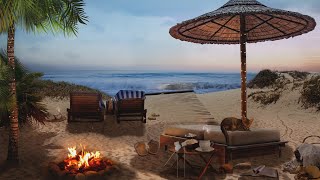 Campfire on the Beach Ambience with Crackling Fire amp Ocean Waves for Relaxation [upl. by Oiromed]