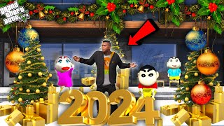 GTA 5  Franklin amp Shinchan amp Pinchan Celebrate NEW YEAR 2024 in GTA 5  JSS GAMER [upl. by Shaughn198]