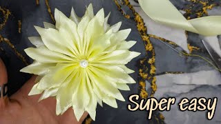 Easy to make ribbon flower  super easy flower making  DIY [upl. by Ahsinrat13]