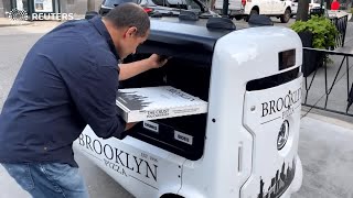 Autonomous pizza delivery robot hits the road [upl. by Ahtiekal40]