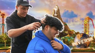 Paying a Stranger 200 to give haircut at UNIVERSAL STUDIOS [upl. by Etteiram]