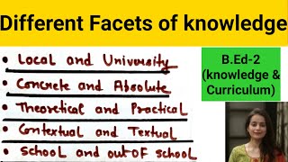 Different Facets of Knowledge BEd 2 Knowledge amp CurriculumBEd Notes [upl. by Carlita806]