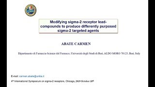 Fourth International Symposium on Sigma2 Receptors  Carmen Abate PhD [upl. by Tunk34]