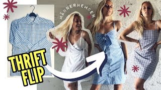 3 Kleider aus Herrenhemden nähen  3 Methoden Reformation Cami Dress THRIFT FLIP [upl. by Veradia]