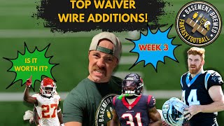 🔥 Week 3 Fantasy Football Waiver Wire MustAdds [upl. by Ahsimed]