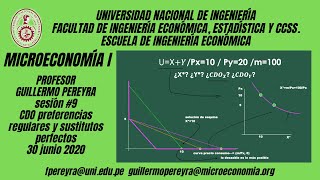 Microeconomía Intermedia I Demanda ordinaria de preferencias regulares y sustitutos perfectos [upl. by Oznol]