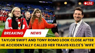 Taylor Swift And Tony Romo Look Close After He Accidentally Called Her Travis Kelces quotWifequot [upl. by Anirehtak87]