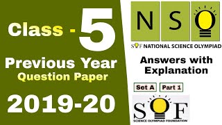 NSO Class 5 Question Paper 201920 National Science Olympiad [upl. by Seale]