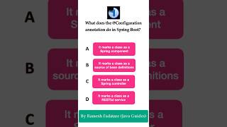 Spring Boot Quiz 14  What does Configuration Annotation do in Spring Boot spring boot quiz [upl. by Anez]