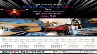 Sweet Caroline Intro’  Guitar lesson with TAB  Capo 2  QuickRiffs No18  Major scale shape [upl. by Nnewg12]