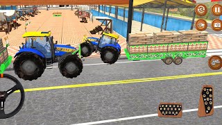 Indian tractor farming simulator game Tractor Trolley Driving wheat pickup transport to city game [upl. by Xerxes]