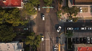 Crossroads Traffic Aerial View  Static Drone  Free Stock Video  No Copyright [upl. by Assyli635]