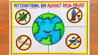 International Day Against Drug Abuse Poster Drawing  How to Draw Anti Drugs Day Poster Easy Steps [upl. by Doniv]