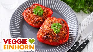 Vegane GEFÜLLTE PAPRIKA  Einfaches gesundes Rezept  Lecker vegan kochen [upl. by Ailis]