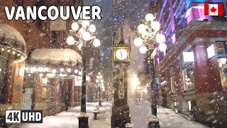 🇨🇦 【4K】❄️❄️❄️ EXTREME SNOWSTORM in Downtown Vancouver BC Canada 2024 [upl. by Crescantia257]