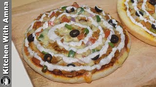 Shawarma Delight Pizza Recipe on Tawa and Patila  Without Oven Pizza Recipe  Kitchen With Amna [upl. by Jessy]