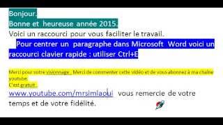 Microsoft Word centrer un texte avec Ms WORD  tutorial [upl. by Anitap]