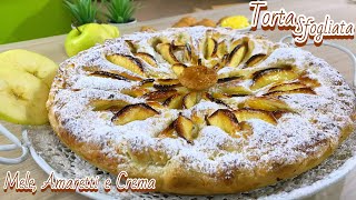 TORTA SFOGLIATA MELE AMARETTI CREMA ricetta velocissima PUFF PASTRY APPLE CAKE  Tutti a Tavola [upl. by Sibeal]