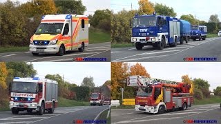 Großübung in Grünstadt Land Feuer in Wohnheim  Verkehrsunfall  Gefahrgutunfall [upl. by Ambrosi783]