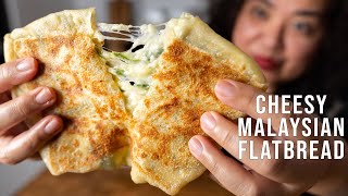 Homemade CHEESE ROTI CANAI  Malaysian Flatbread [upl. by Bandeen]