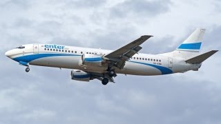 Boeing 737400 Enter Air SPENA ClermontFd Auvergne airport with ATC [upl. by Airottiv52]