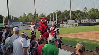 Hickory Crawdads Oat Milkers 7th inning stretch 72724 vs Greenville Drive [upl. by Slyke]