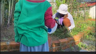 Countryside house  Grass cleaning with my son Simple life 👩🏻‍🌾👩🏻‍🌾 [upl. by Atteuqnas654]