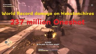 Assassins Creed Odyssey  World Record Oneshot on Hekatonchires  237 ml crit [upl. by Lila]