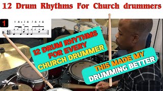 Drum Lessons 12 Drum Rhythms every Church Drummer Must Knowdrums beginners [upl. by Cherie]